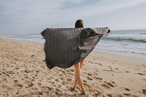 Infusezen Stonewashed Turkish Towel, Thin Absorbent Bath Towel, Beach Towel Pool Towel, Large Cotton Stone Washed Peshtemal Towels Weaved In Turkey, Hammam Spa Towels (Faded Black Charcoal Grey) #TOP5