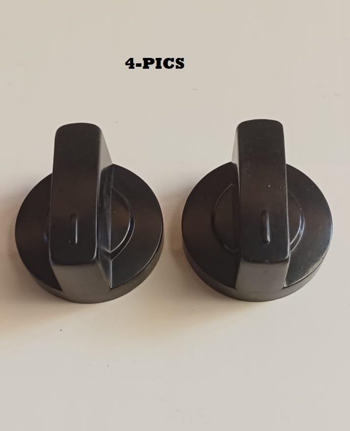 Image of Universal fit Knob for Gas Stove Replacement Parts | Long Lasting, Smooth Operation, Premium PVC On-Off Push Type 8 MM Spindle Black Knob for All Sleek Slim Modal Gas Stove (P1, Pack of-4)