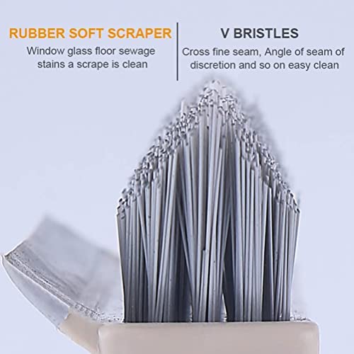 Steifer Besen Mop, 2 in 1 Edelstahl Langer Stiel Schrubber Bodenbürste Gummiabzieher Fliesenreinigung Fuge Tote Ecke Staubbürste mit 120 Grad Drehbarem V-förmigem Kopf – Bild 5