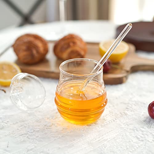 Ivolador Honey Jar With Dipper And Lid Glass Honey Pot Container Dispenser For Home Kitchen Store Honey And Syrup #TOP7