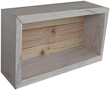 Wood/Wooden Shadow Box Display With Backing - 16" x 6" - Two Tone - Antique White/Natural - Rustic Decorative Reclaimed Distressed Vintage Appeal
