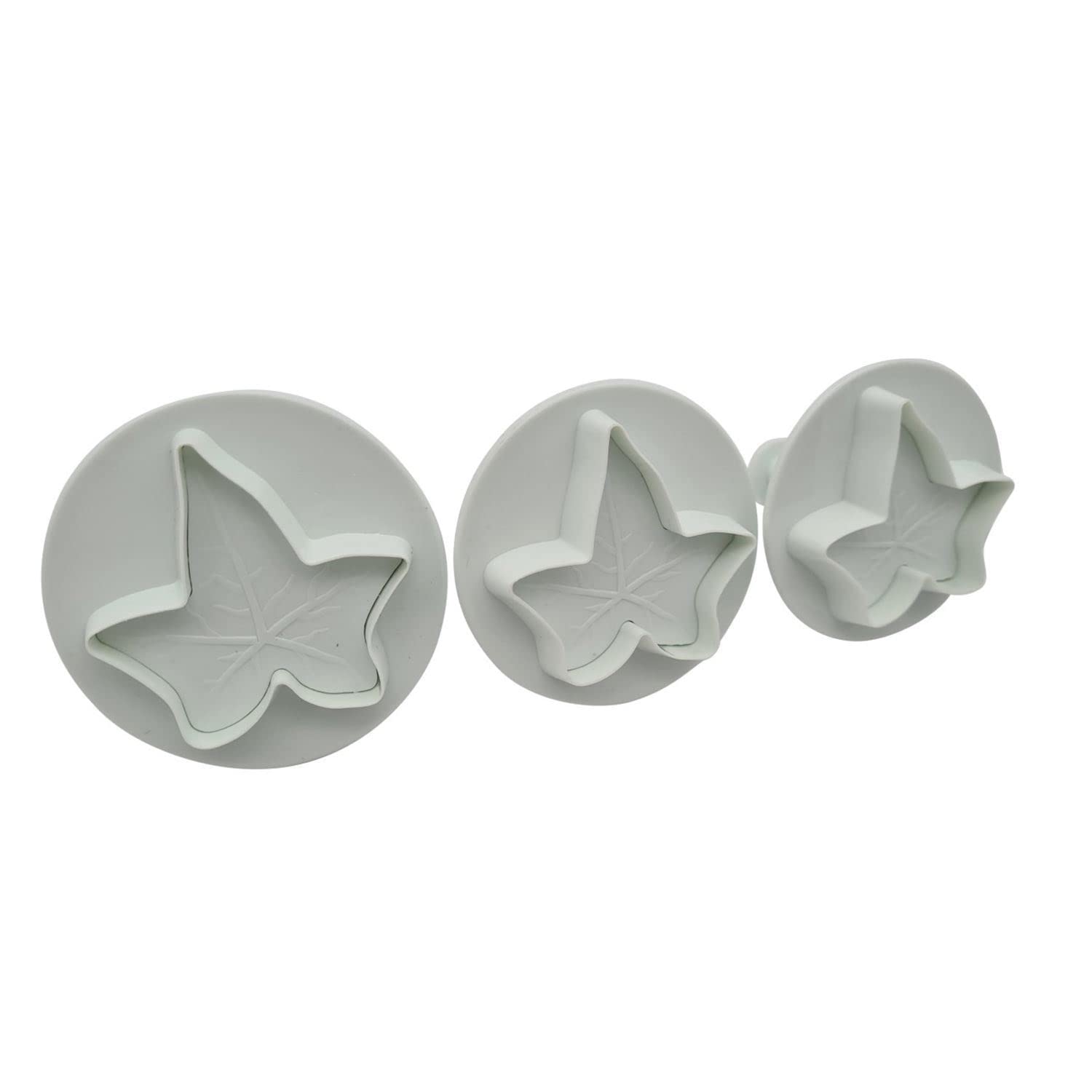 Yolli White Veined Ivy Leaf Fondant Plunger Set - 3 Sizes - (3 Pk)