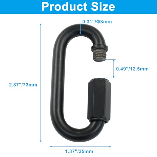Marvexi D Quick Link Chain Connector, M8 Black Heavy Duty Quick Link 5/16 Metal Carabiner Screw for Chandelier Lights and Outdoor Equipment, Pack of 4 - Thumbnail 5