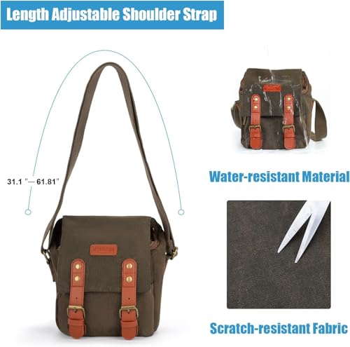 CADeN Camera Hombro Bolsa de Mensajero Mochila Impermeable Bolso de Fotografía de Viaje para 1 Cámara DSLR 1 Lentes para Nikon Canon Sony - Estilo Retro Casual Simple (café)
