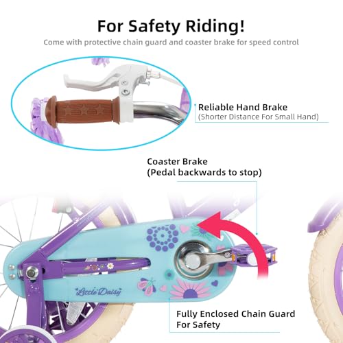 Image of JOYSTAR Little Daisy Kids Bike for Girls Boys Ages 2-10 Years, 12 14 16 20 Inch Girls Bikes with Doll Bike Seat & Streamers, Boys Bike with Flag & Number Plate, Multiple Colors