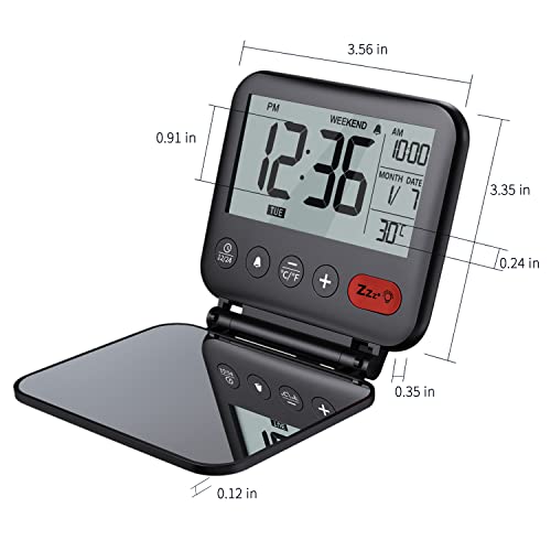 Noklead Mini Digital Reisewecker mit Temperaturanzeige und Snooze-Funktion