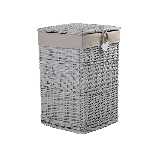 Wickerfield Grey Square Corner Handmade Wicker Laundry Basket (Small)