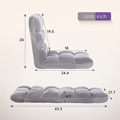 Image of PayLessHere Floor Chair Multi-Angle Adjustable Back Support with Skin Friendly Coral Velvet for Meditation Gaming Reading Living Room