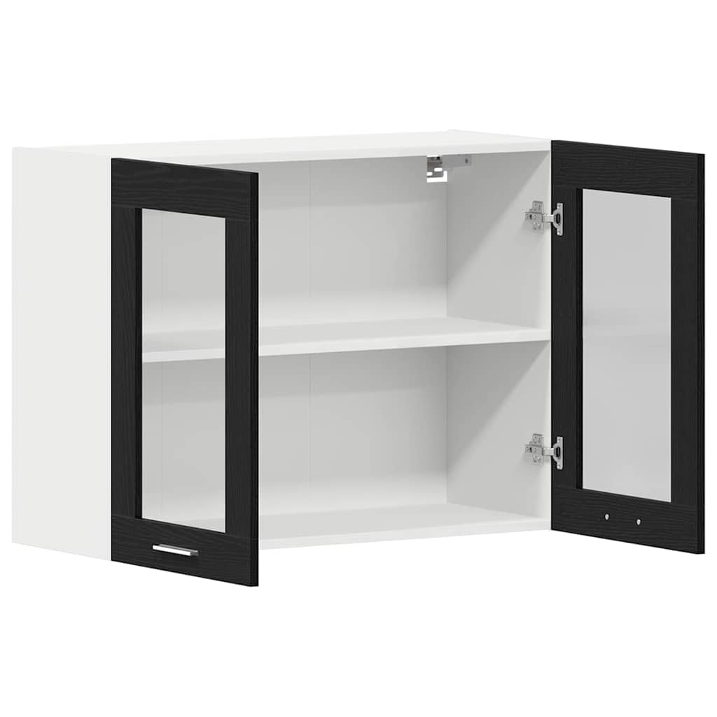 Générique Armoire en Verre Suspendue Chêne Noir 80 x 31 x 60 cm,Meubles, Armoires & Meubles de Rangement, Meubles de Cuisine, Noir (Poids 18.15KG)
