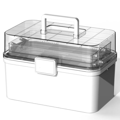 Yuioury 家庭用 薬箱 救急箱 - 折り畳み式 おしゃれ 仕切り薬ケース 多機能収納ケース薬箱 大容量 3層 折り畳み式 薬ボックス 収納ボックス 仕切り薬ケース 薬入れ おくすり箱 携帯便利 薬収納ボックス きゅうきゅう箱 裁縫箱 道具箱 家庭用