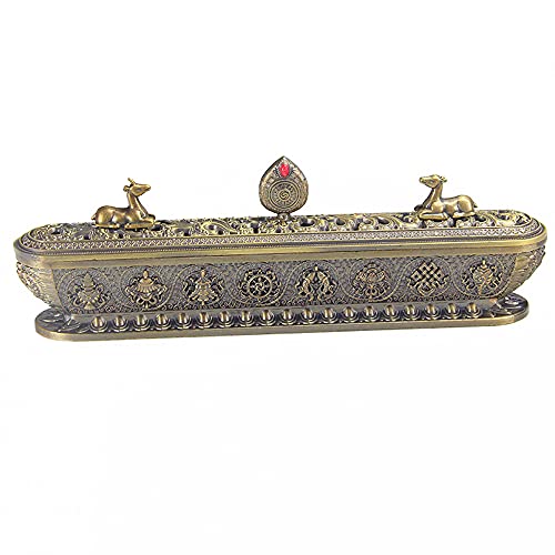 Soporte Incienso, Portainciensos, Palo Quemador Incienso, Tallada a Mano Quemador de Incienso, Soporte de Quemador de Incienso, para Meditación, Yoga, Relajación en el SPA (Bronce Verde) Cover