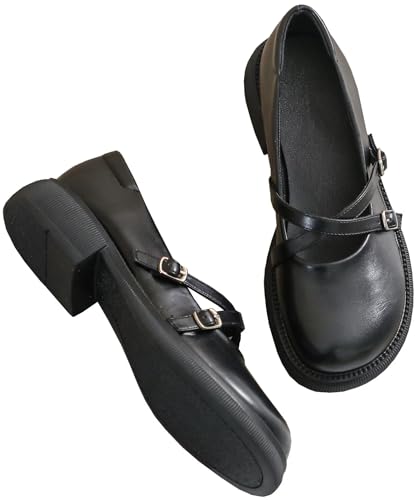 TN TANGNEST Womens Mary Jane Shoes Round Toe Hollow Strap School School Uniform Dress Shoes