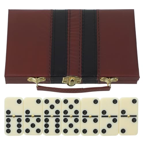 Milisten Dominoes Entertainment Toy Classic Dominos Game SET BUILDING DOMINOES BLOCK TOYS Professional Tournament Domino Holiday Party Entertainment Game with Wooden Box Retro Dominoes Game