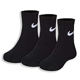 Nike Boys' Little Kids Dri-FIT Crew Socks (3 Pairs), Black as, 4/5