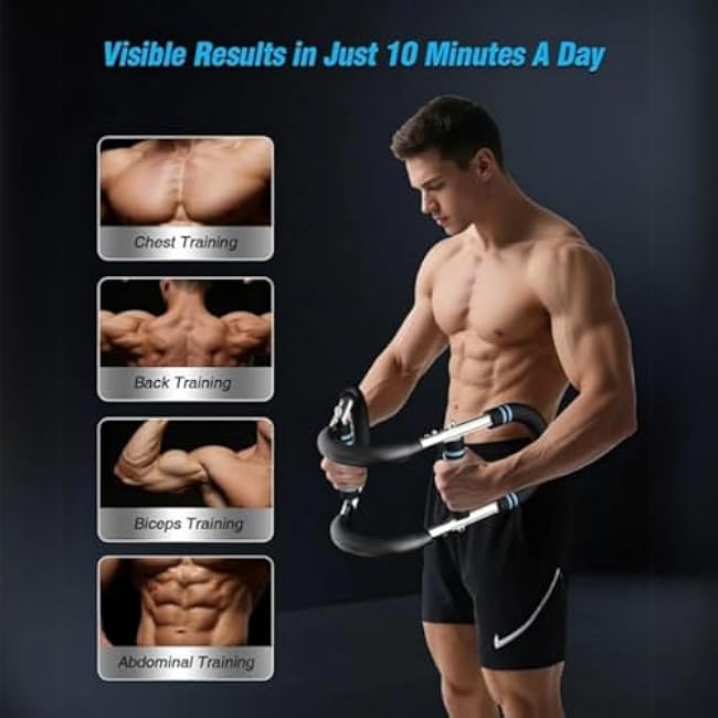 Techlypro Power Bar, 40-100lb Adjustable Techly Pro Twister Arm Trainer, Portable Detachable Resistance-Based Home Fitness Equipment for Shoulder & Arm & Chest Muscle Training