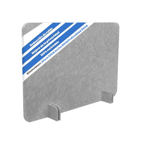 Separador de secretária ReFind. Redutor de ruído acústico e ecrã de privacidade. Organizador de escritório independente. Para secretária de escritório, escola e trabalho em casa. 50 cm x 80 cm