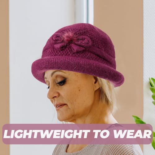 Gorro de lana térmico para mujer informal de abrigo de punto para invierno 3