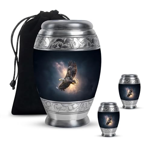 Image of Eagle Urn Decorative Urn for Male & Female 1 Large & 2 Small | Large Funeral Urns for Adult Ashes Women, Cremation Urns