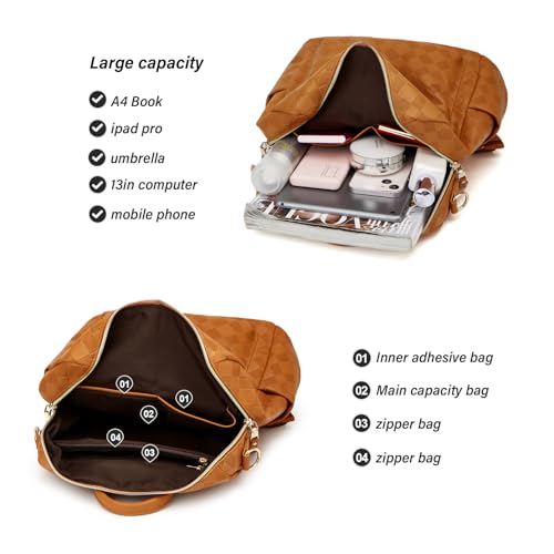 Image of Backpacks for Women Fashion PU Leather Bag Multipurpose Design Convertible Satchel Bag Travel Backpack Handbag and Purse 2Pcs