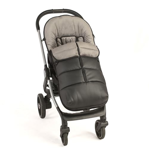 Saco polar de Silla de Paseo Universal, Saco carrito de Bebé invierno, Desmontable impermeable y transpirable (Polipiel Negro)