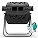Compost Tumbler Bin Composter Dual Chamber 43 Gallon (Bundled with Pearson's Gardening Gloves)