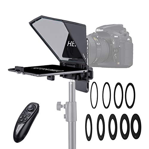 Free Shipping Offer Desview T2 Teleprompter Kit with Remote Control, 8 Sizes Lens Adapter Ring, for Smartphone/Tablet/DSLR Camera Video Recording Interview Presentation