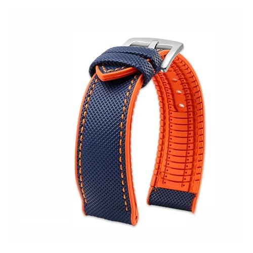 �L�����o�X�i�C�������o�[�X�g���b�v20mm 22mm 24�C���`�Ή��h���X�g���b�v�A�u���C�g�����O�A�I���K�AIWC�A�E�F�X�g���[���A�`���[�_�[�A�n�~���g���ɑΉ�(Blue Orange silver A,24mm)