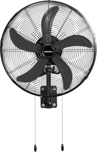 YESERLl 20 Inch Oscillating Wall Mount Fan, Wall Fan with 3 Speed Adjust,5000 CFM outdoor wall mount fan,1700RPM outdoor for Warehouse, Garage,Commercial, Workshop, Patio,Factory and Basement,Black