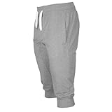 Southpole Men's Jogger Capri Pants Basic Solid Colors In 3/4 Length and French Terry Fabric, Heather Grey, Large
