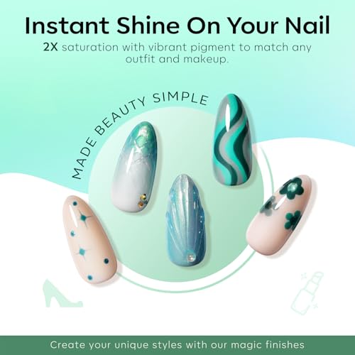 modelones Ethereal Green Gel Nail Polish Set - 6 Colors 2026 St Patricks Mermaid Lagoon Dark Green Gel Polish Kit Turquoise Glitter Gel Polish Soak OFF LED Spring Manicure Nail Art Gel Salon DIY Gift