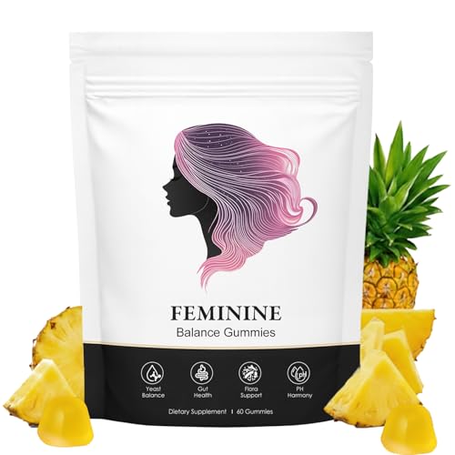 KXVUDE Feminine Balance Gummies Premium Feminine Balance Gummies Vegan Hawaiian Pineapple Vaginal Health Support Gluten-Free 60 Gummies (1)