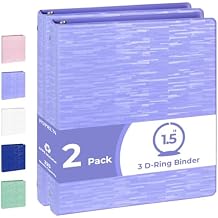 POPRUN 3 Ring Binder 1.5 Inch, PVC-Free, Holds 325 Sheets of 8.5 x 11 Paper, Extra Durable Organizer with 2 Pockets for School & Office, Heavy-Duty, 2 Pack, Cornflower Purple