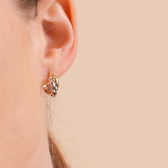Pendientes Calyx NKlaus – Oro Amarillo 9 Quilates (375), Zirconia Blanca, Diámetro 2.3 Mm