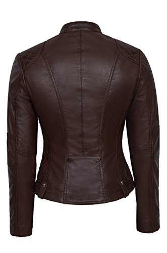 Veste en cuir marron vintage femme look motard cool Speed 8322