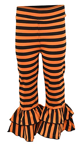 Image of Unique Baby 2 Piece Girls Double Ruffle Leggings Outfit with Short Sleeve Shirt Kid and Toddler Clothes Set