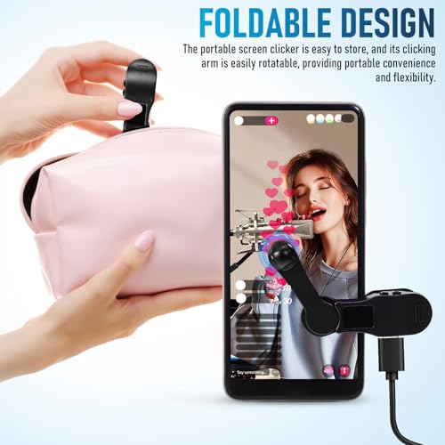 Gadpiparty Automatic Phone Screen Clicker, Portable Simulated Finger Continuous Clicking, Silent Design, USB Clicker with Adjustable Speed and Display, Live Broadcasts, Reward Tasks - Image 4