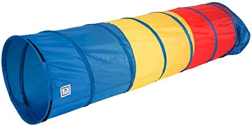 Pacific Play Tents Kids Find Me Multi Color 6 Foot Crawl Tunnel - Red, Yellow & Blue, 6'L x 19"T