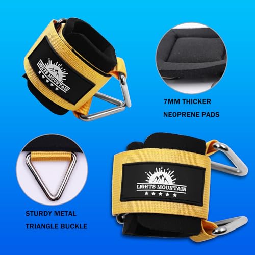 Image of Adjustable Wrist Cuffs Neoprene Padded Straps for Cable Machines Strength Training Equipment