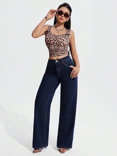 Image of KOTTY Women's High-Waist Button Relaxed Fit Casual Ankle Length Stylish Jeans