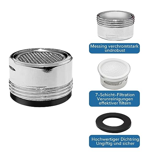 M18,5/M20/M22/M24/M28 Strahlregler Mischdüse Luftsprudler,4 Stück Wasserhahn Bubbler, wasserhähne Sieb Perlator Einsatz Perlatoren, Wasserhahn Aufsatz (M22 Außengewinde)