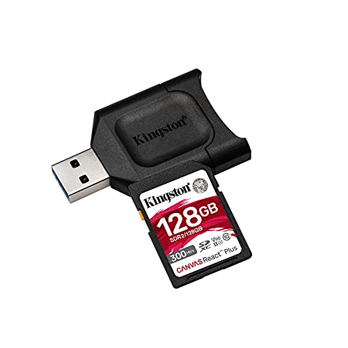 Kingston 128G Canvas React Plus SDXC Card | Up to 300MB/s | UHS-II, C10, U3, V90 | MLPR2/128GB