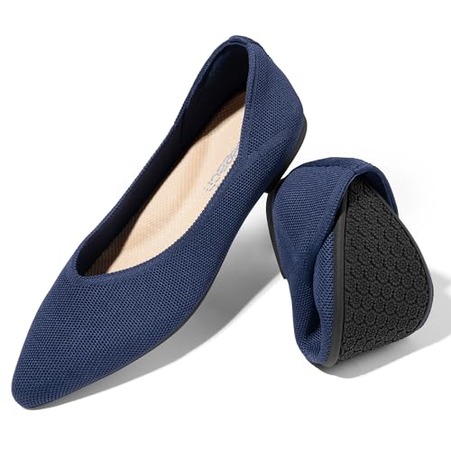 Image of Women Flats Non Slip Work Shoes Slip-On Pointed Toe Ballet Knit Softable Casual Business Flats Comfortable Dressy for Women