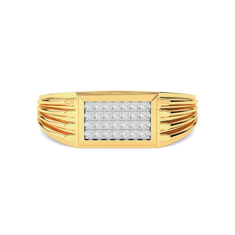 Image of KISNA 14k / 18k Real Gold & Diamond Ring | Diwali, Rakhi Rakshabandhan Gift for Brother, Husband | With Certificate of Authenticity & BIS-Hallmarked Gold Jewellery | Gold Diamond Ring For Him