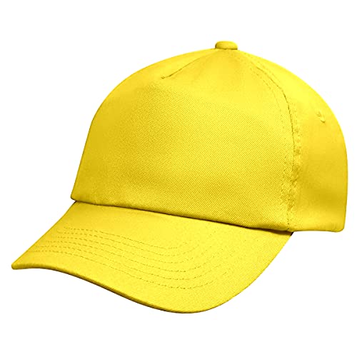 L4 Kids Plain Baseball Cap 5 Panel (Yellow, One Size)