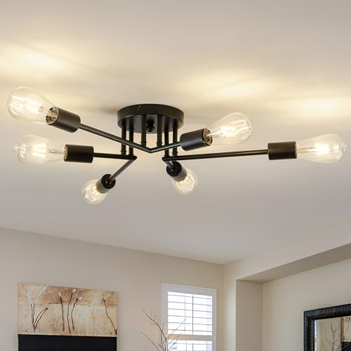 ASGYISA 6-Lights Semi Flush Mount Ceiling Light Fixture Modern Metal