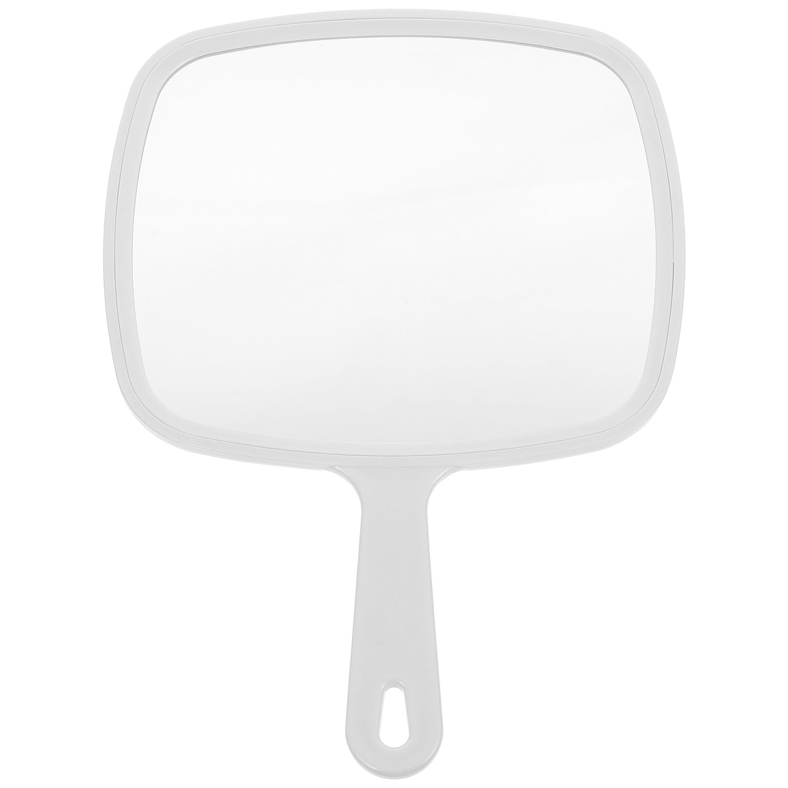 Baluue Hand Mirror Decorative Makeup Mirror Vanity Handheld Travel Handheld Cosmetic Hand Makeup Girl Simple Female White L33 x W23 cm