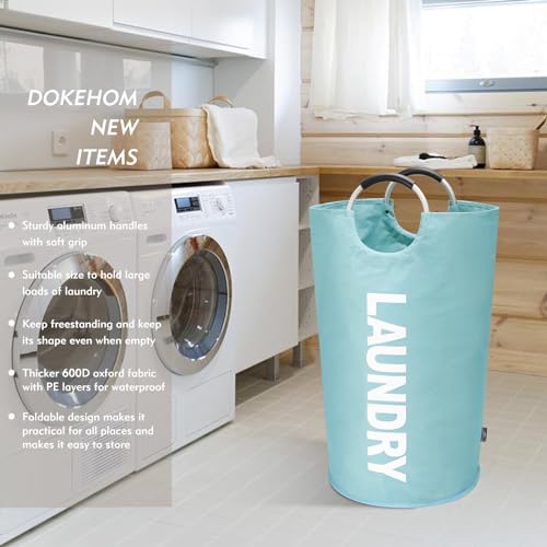 DOKEHOM 125L X-Large Collapsible Washing Laundry Basket Bag (7 Colors) for Bedroom, Fabric (Light Blue, XL) - Thumbnail 2