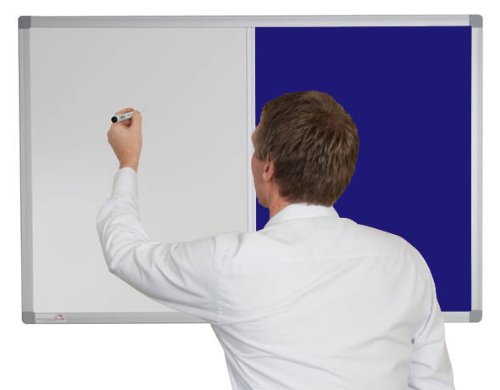 Magnetic Combination Boards Premier Felt Aluminium Framed 1800mm x 1200mm, Oxford Blue