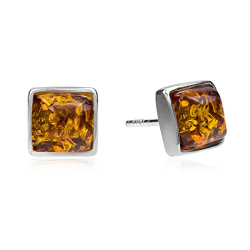 Ian And Valeri Co. Amber Sterling Silver Perfect Square Stud Earrings #TOP1