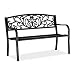 Produktbild Relaxdays, schwarz Gartenbank, bequemer 2-Sitzer, mit Vintage-Ornamenten, für Terrasse, Balkon, HxBxT 86,5 x 127 x 60 cm